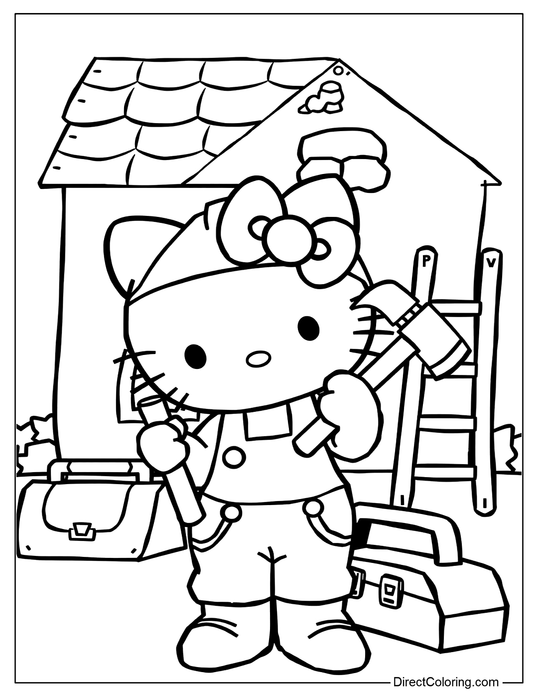 Hello Kitty Building Her Dream House Color Page